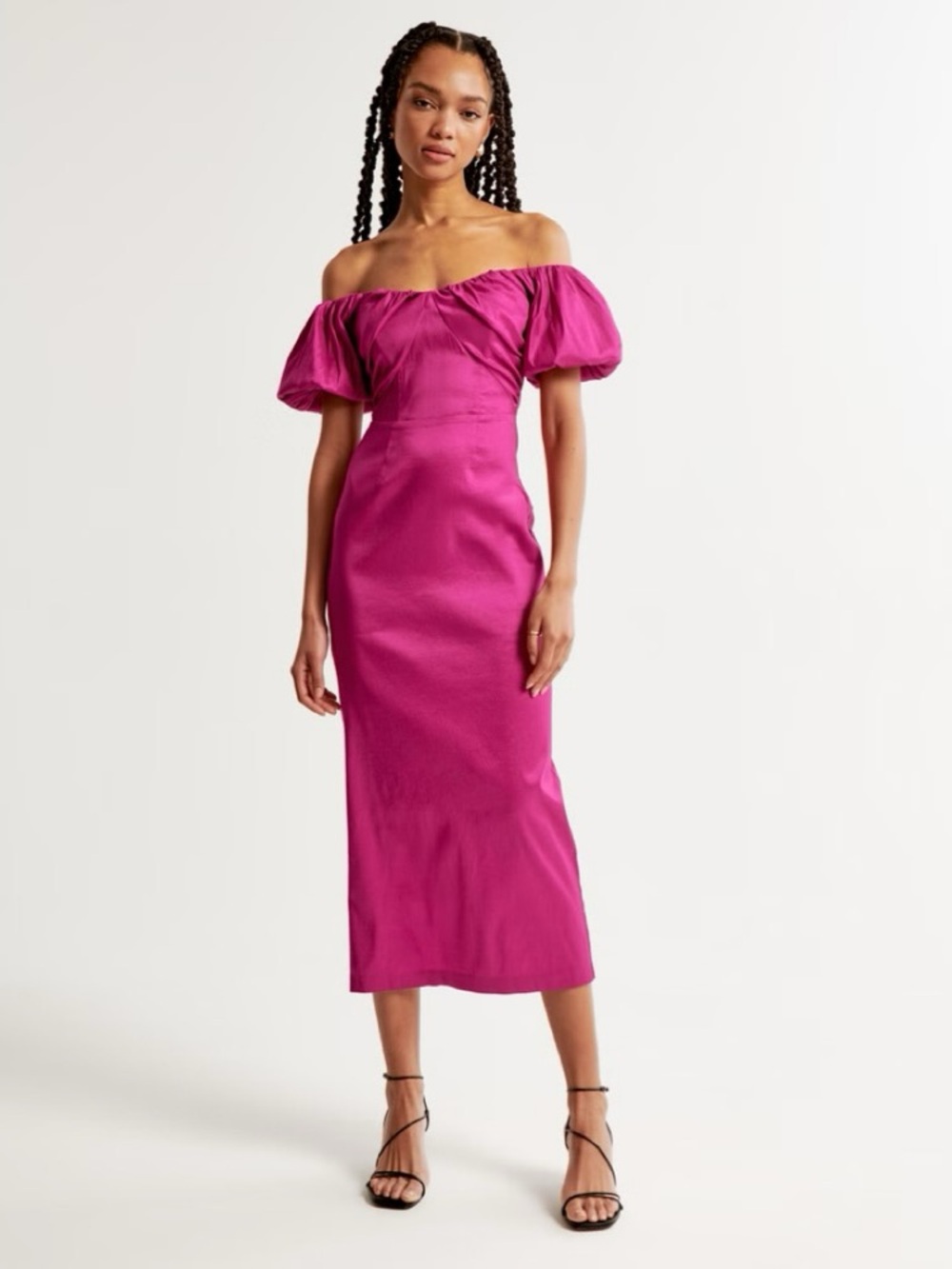 Abercrombie & Fitch Taffeta Off-the-Shoulder Midi Dress, Medium